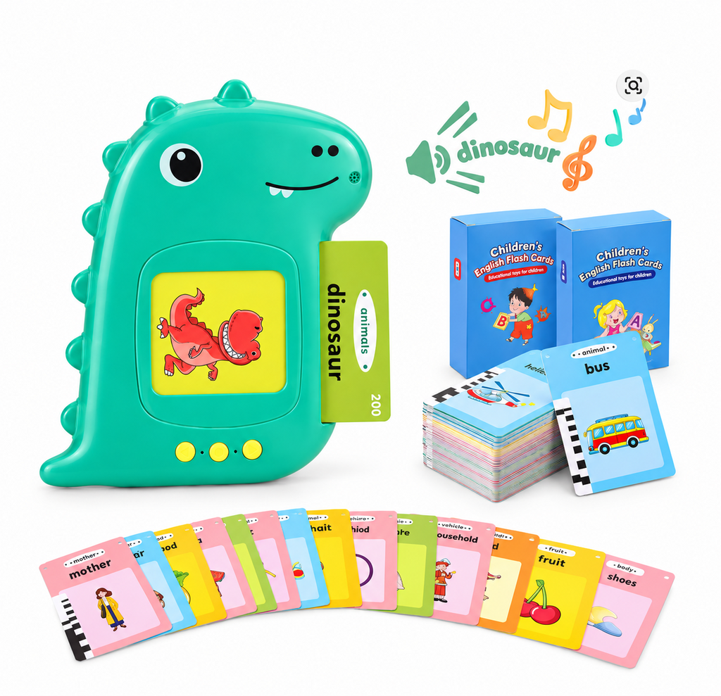 DinoWords dinosaur reader alongside illustrated word cards